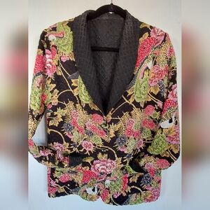 TANIA NARDI YEAR ROUND BLACK FLORAL BIRD REVERSABLE  JACKET
